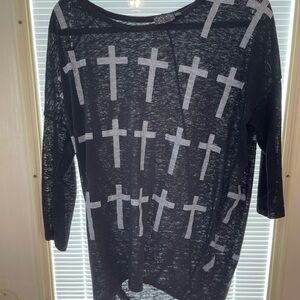 MCM Black and Gray Cross Pattern Sweater